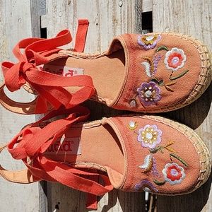 Vintage Mudd Sandals Vintage 90s Fabric Embroidery Boho Size 6M Bohemian Shoes